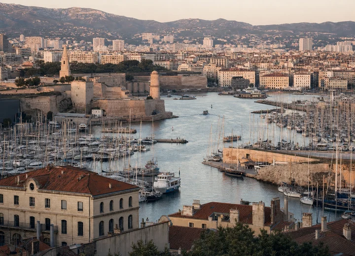 Vue du port de Marseille et de son littoral urbain